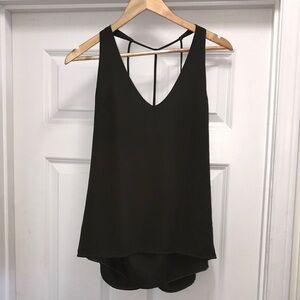 Olive Green Asymmetrical Backless Tank Top